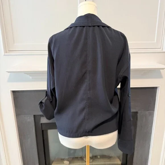 🔵 Navy Open Front Drape Jacket | Max Studio London | Size S - Picture 5 of 11